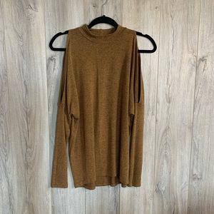 WET SEAL Brown Shoulder Cut Out Sweater